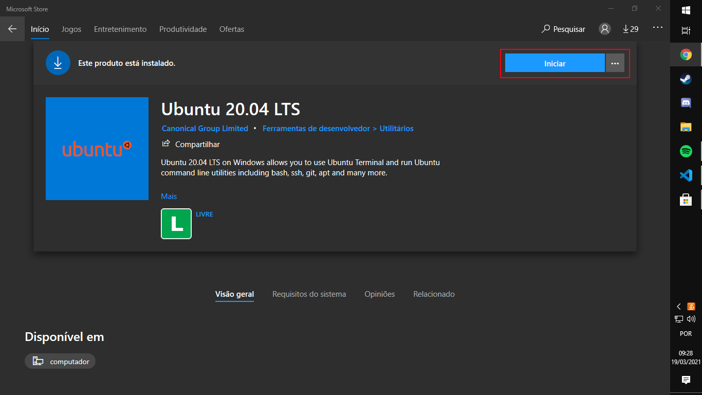 Opening Ubuntu Installed